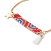 Handmade Japanese Seed Rectangle & Star & Tassel Charms Slider Bracelet BJEW-MZ00013-01-2
