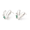 Green Cubic Zirconia Heart Stud Earrings EJEW-P213-13P-1