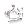 Brass Micro Pave Clear Cubic Zirconia Pendants KK-N268-56P-1