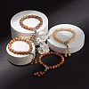 Natural Mixed Wood Round Beads Stretch Bracelet BJEW-JB07362-3