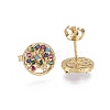 Brass Micro Pave Cubic Zirconia Stud Earrings EJEW-L224-21G-2
