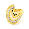 Brass C-shaped Open Cuff Ring for Women AJEW-U003-08G-2