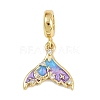 Brass Micro Pave Clear Cubic Zirconia European Dangle Charms KK-N271-46G-03-1