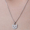 Non-Tarnish 201 Stainless Steel Cat Pendant Necklace NJEW-OY001-23-1