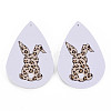 PU Leather Big Teardrop with Bunny Pendants FIND-T058-A38-1