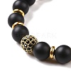 3Pcs Natural Black Agate(Dyed) and Coconut Beads Stretch Bracelets Set BJEW-JB08933-7