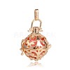Golden Plated Brass Hollow Round Cage Pendants KK-J246-06G-1