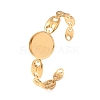 304 Stainless Steel Coffee Bean Chain Cuff Bracelet Blanks with Flat Round Bezel Settings SA-CBA4160-02C-G-1