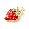 Brass Micro Pave Clear Cubic Zirconia with Enamel Pendants KK-G529-04G-2
