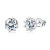 Rhodium Plated 925 Sterling Silver Cubic Zirconia Stud Earrings for Women EJEW-BB72113-7
