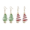 2 Pairs 2 Colors Christmas Tree Electroplated Synthetic Non-magnetic Hematite & Aluminum Wire Dangle Earrings EJEW-JE05908-1