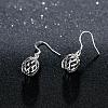 Simple Fashion Silver Plated Brass Filigree Wave Round Lantern Dangle Earrings EJEW-BB00699-3