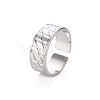 304 Stainless Steel Grooved Wide Band Open Cuff Ring for Women RJEW-N038-046P-3