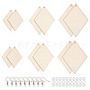 Yilisi DIY Rhombus Shape Natural Wood Pendants Earring Making Kits DIY-YS0001-14-2