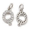 Brass Micro Pave Grade AAA Cubic Zirconia Charms ZIRC-P067-11P-Q-NR-2