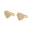 Valentine's Day C-Shaped with Heart Brass Micro Pave Clear Cubic Zirconia Cuff Earrings EJEW-L316-01G-08-4