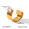 304 Stainless Steel Pave Clear Cubic Zirconia Cuff Open Rings for Women WG46FF3-01-1