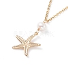 Starfish and Natural Pearl Beads Pendant Necklace for Summer Vacation NJEW-JN03744-01-6