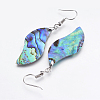 Abalone Shell/Paua Shell Dangle Earrings EJEW-F147-E-3