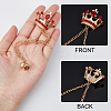 AHADEMAKER 3Pcs 3 Colors Rhinestone Crown with Hanging Safety Chains Brooch JEWB-GA0001-13-5