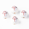 Painted Natural Wood Round Beads X1-WOOD-N006-181-2