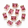 Brass Glass Rhinestone Pendants GLAA-S179-21F-RS-1