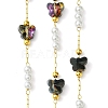 10M Ion Plating(IP) 304 Stainless Steel & ABS Plastic Pearl Bead & Butterfly Glass Link Chains CHS-G035-04G-01-1