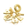 Brass Clear Cubic Zirconia Word FAMILY Heart European Dangle Charms KK-C087-14G-2