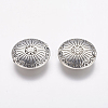 Tibetan Style Alloy Flat Round Carved Wheel Beads TIBEB-5720-AS-LF-2