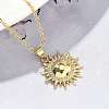 Brass Micro Pave Clear Cubic Zirconia Sun Pendant Necklaces for Women NJEW-S449-05B-G-2