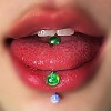 304 Stainless Steel with Acrylic Round Ball Straight Barbell Tongue Rings FS-WG99CB2-05-1