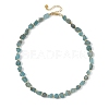 Rough Natural Blue Apatite Nuggets Beaded Necklaces NJEW-JN06376-3