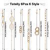 6Pcs 6 Style Zinc Alloy Eyeglasses Chains AJEW-BY0001-04-2