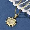 Brass Micro Pave Clear Cubic Zirconia Sun Pendant Necklaces for Women NJEW-S449-05A-G-1