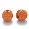 Painted Natural Wood Beehive European Beads WOOD-Q040-019A-A06-2