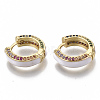 Brass Micro Pave Colorful Cubic Zirconia Huggie Hoop Earrings EJEW-S209-03F-3