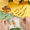   30Pcs Sunflower Resin Charm Stitch Marker with Glass Bead AJEW-PH0003-80-3