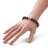 Natural Lava Rock & Dyed Agate Beaded Stretch Bracelets BJEW-JB09178-3