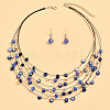 Bohemian Style Alloy & Shell Flat Round Beaded Multilayer Necklaces & Dangle Earrings Sets FS-WGABD8B-02-1