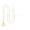 Flat Round 201 Stainless Steel Pave Natural Shell Mustard Seed Pendant Necklaces for Women WG511AE-05-5