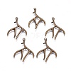 Tibetan Style Alloy Deer Antler Pendants TIBEP-S261-AB-FF-2