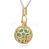 Golden Tone Brass Hollow Round Cage Pendants KK-J226-09G-2