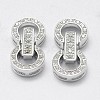 Anti-Tarnish Rhodium Plated 925 Sterling Silver Cubic Zirconia Watch Band Clasps STER-F037-124P-1