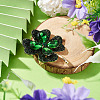 1Pc Clover Alloy Rhinestone Lapel Pins for Backpack Clothes JEWB-TADJ0001-07-4