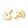 Rack Plating Brass Pave Shell Bird Charms with Black Cubic Zirconia KK-K360-07G-2