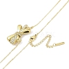 304 Stainless Steel Crystal Rhinestone Cable Chain Bowknot Pendant Necklaces for Women NJEW-C055-09G-2