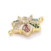 Brass Colorful Cubic Zirconia Connector Snowflake Connector Charms KK-L229-079G-01-2