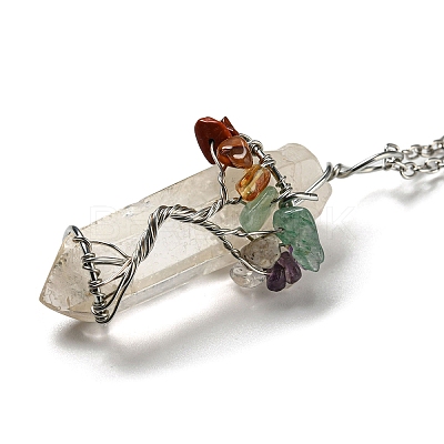Quartz Crystal Pendant Necklaces NJEW-P287-01P-01-1