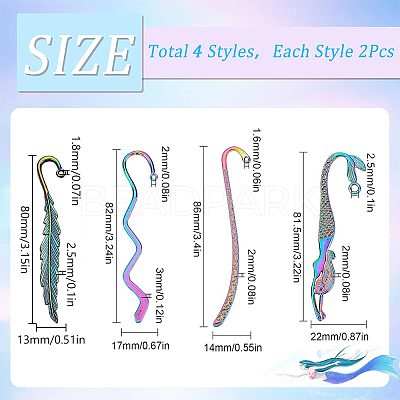 8Pcs 4 Style Alloy Bookmark Findings FIND-SC0003-50-1