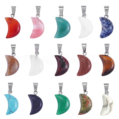 15Pcs 15 Styles Natural & Synthetic Mixed Gemstone Pendants G-SZ0002-19-1